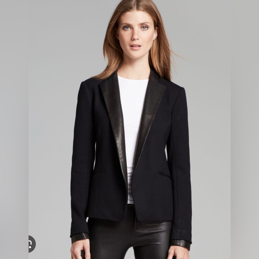 Theory Leandra leather trimmed blazer.